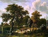 Meindert Hobbema Canvas Paintings - The Travelers
